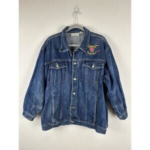 Vintage 90s Y2K Forelli Rose Denim Trucker Jacket Women’s Sz 20 Oversized XL